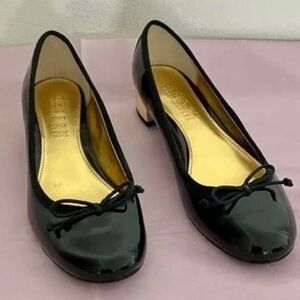 Black Patent Leather Loafers with Bow Detail
